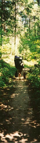 Backpacker enjoying the peace and solitude of the trail